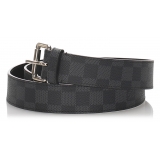 Louis Vuitton Vintage - Damier Graphite City Belt - Black Blue - Leather Belt - Luxury High Quality