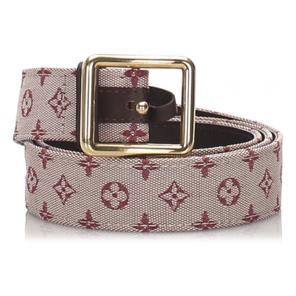 Louis Vuitton Vintage - Monogram Mini Lin Belt - Red Brown Beige - Leather Belt - Luxury High Quality