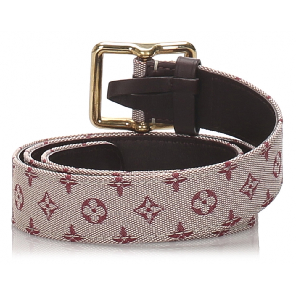 Louis Vuitton Vintage - Monogram Mini Lin Belt - Red Brown Beige - Leather Belt - Luxury High ...
