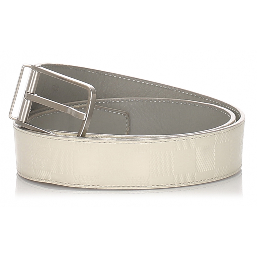 Louis Vuitton Vintage - Damier Infini Belt - White Silver - Leather Belt - Luxury High Quality ...