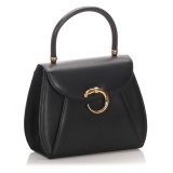Cartier Vintage - Panthere Leather Handbag - Black - Cartier Handbag in Leather - Luxury High Quality