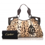 Cartier Vintage - Mink Fur Marcello de Cartier Tote - Brown Beige - Cartier Handbag in Leather - Luxury High Quality