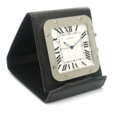 Cartier Vintage - Santos de Cartier Travel Alarm Clock - Silver Black - Cartier Alarm Clock in Steel - Luxury High Quality