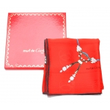 Cartier Vintage - Printer Silk Scarf - Red Cartier Scarf in Silk - Luxury High Quality