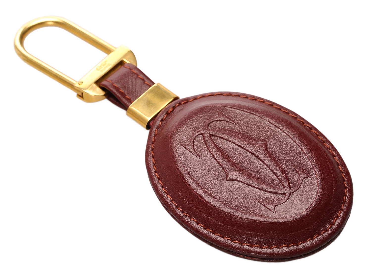 Cartier Vintage - Must de Cartier Key Chain - Burgundy Gold - Cartier  Keychain in Leather - Luxury High Quality - Avvenice