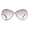 Tom Ford - Miranda Sunglrsize in Aasses - Occhiali da Sole Quadrati Ovecetato - FT0130 - Oro - Tom Ford Eyewear