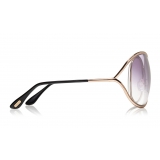 Tom Ford - Miranda Sunglrsize in Aasses - Occhiali da Sole Quadrati Ovecetato - FT0130 - Oro - Tom Ford Eyewear