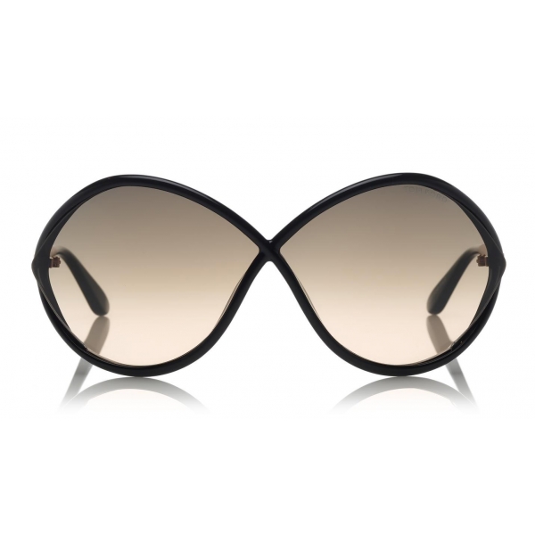 Tom Ford - Liora Sunglasses - Occhiali da Sole Rotondi Oversize in Acetato - FT0528 - Nero - Tom Ford Eyewear