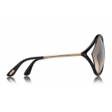 Tom Ford - Liora Sunglasses - Occhiali da Sole Rotondi Oversize in Acetato - FT0528 - Nero - Tom Ford Eyewear