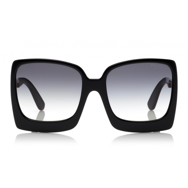Tom Ford - Katerine Sunglasses - Occhiali da Sole Quadrati Oversize in Acetato - FT0617 - Nero - Tom Ford Eyewear