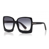 Tom Ford - Katerine Sunglasses - Occhiali da Sole Quadrati Oversize in Acetato - FT0617 - Nero - Tom Ford Eyewear