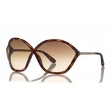 Tom Ford - Bella Sunglasses - Occhindi Oversize in Acetato - FT0529 - Havana - Tom Fali da Sole Rotoord Eyewear