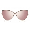 Tom Ford - Elise Sunglasses - Occhiali da Sole a Farfalla in Acetato - FT0569 - Oro Rosa - Tom Ford Eyewear