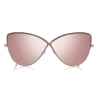 Tom Ford - Elise Sunglasses - Occhiali da Sole a Farfalla in Acetato - FT0569 - Oro Rosa - Tom Ford Eyewear