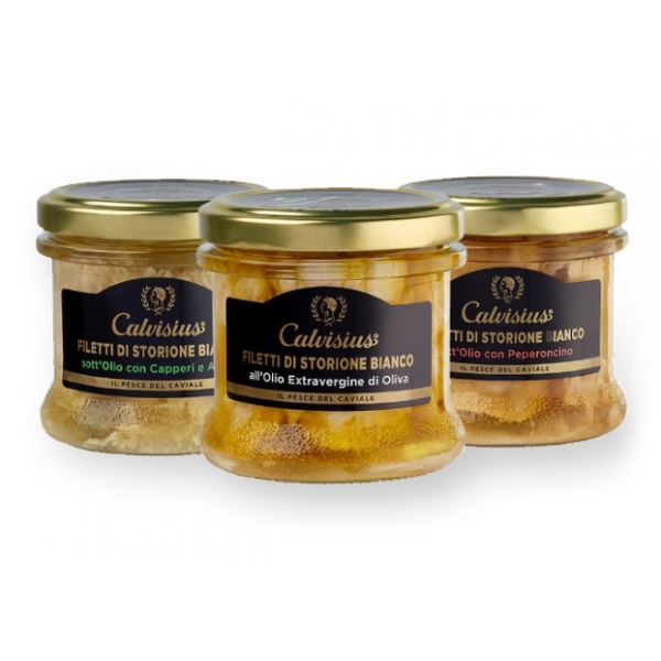 Calvisius - Sturgeon in Oil - Selected Sturgeon Fillets - Smoked and Specialties - 3 x 130 g