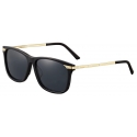 Cartier - Square - Golden-Finish Platinum-Finish Metal Graduated Grey Lenses - Trinity Collection - Sunglasses - Cartier Eyewear