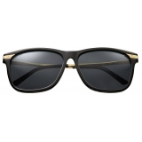 Cartier - Square - Golden-Finish Platinum-Finish Metal Graduated Grey Lenses - Trinity Collection - Sunglasses - Cartier Eyewear