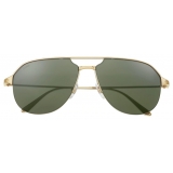 Cartier - Pilot - Brushed Golden-Finish Metal Green Lenses - Santos de Cartier - Sunglasses - Cartier Eyewear