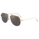Cartier - Pilot - Brushed Golden-Finish Metal Grey Lenses - Santos de Cartier - Sunglasses - Cartier Eyewear
