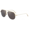 Cartier - Pilota - Metallo Finitura Oro Lucida Spazzolata Lenti Grigie - Santos de Cartier - Occhiali da Sole - Cartier Eyewear