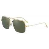 Cartier - Caravan - Brushed Golden-Finish Metal Green Lenses - Santos de Cartier - Sunglasses - Cartier Eyewear