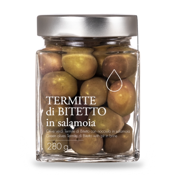 Il Bottaccio - Olive Verdi Termite di Bitetto in Salamoia - Olive - Olio Extravergine di Oliva - Italiano - Alta Qualità - 280 g