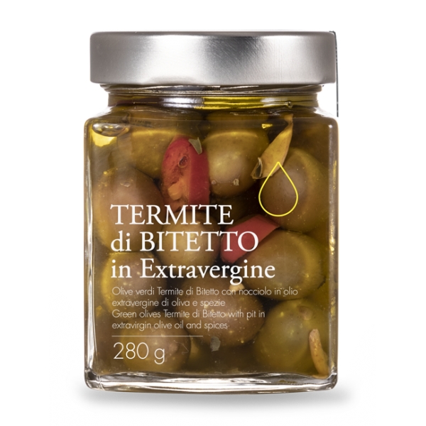 Il Bottaccio - Olive Verdi Termite di Bitetto in Olio Extravergine di Oliva Toscano - Olive - Italiano - Alta Qualità - 280 g