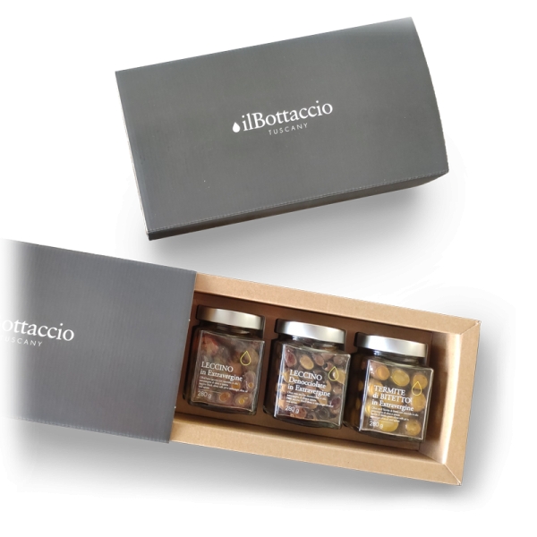 Il Bottaccio - Extra Virgin Olive Tris Olive Gift Box - Tuscan Extra Virgin Olive Oil - Gift Ideas - Italian - High Quality