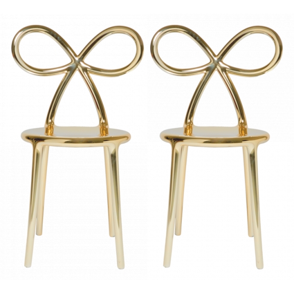 Qeeboo - Ribbon Chair Metal Finish Set of 2 Pieces - Gold - Qeeboo Chair by Nika Zupanc - Furnishing - Home
