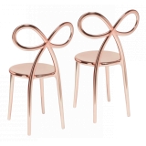 Qeeboo - Ribbon Chair Metal Finish Set of 2 Pieces - Pink Gold - Qeeboo Chair by Nika Zupanc - Furnishing - Home