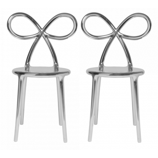 Qeeboo - Ribbon Chair Metal Finish Set of 2 Pieces - Silver - Qeeboo Chair by Nika Zupanc - Furnishing - Home