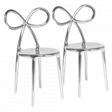 Qeeboo - Ribbon Chair Metal Finish Set of 2 Pieces - Silver - Qeeboo Chair by Nika Zupanc - Furnishing - Home