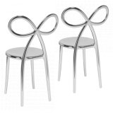 Qeeboo - Ribbon Chair Metal Finish Set of 2 Pieces - Silver - Qeeboo Chair by Nika Zupanc - Furnishing - Home