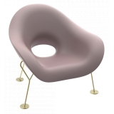 Qeeboo - Pupa Armchair Brass Base Indoor - Pink - Qeeboo Chair by Andrea Branzi - Furnishing - Home