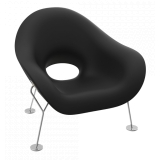Qeeboo - Pupa Armchair Chrome Base Indoor - Black - Qeeboo Chair by Andrea Branzi - Furnishing - Home