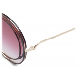 Chloé - Carlina Halo Round Metal Sunglasses - Havana Pink - Chloé Eyewear