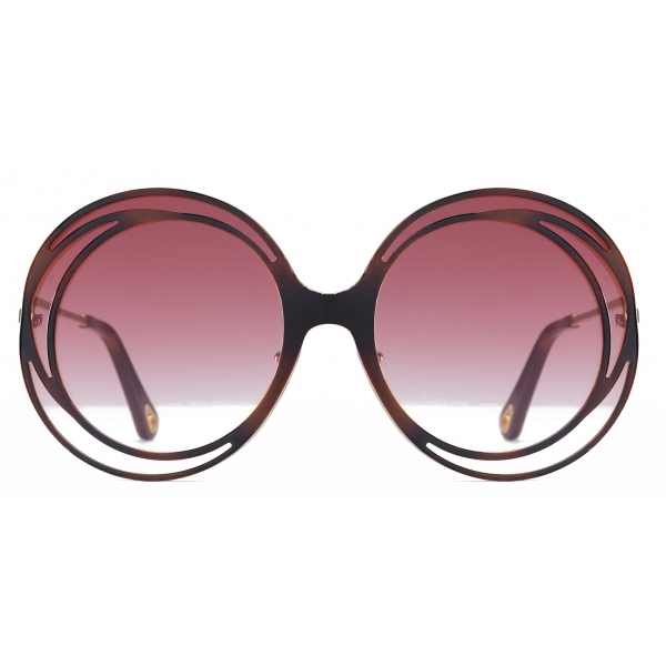 Chloé - Carlina Halo Round Metal Sunglasses - Havana Pink - Chloé Eyewear
