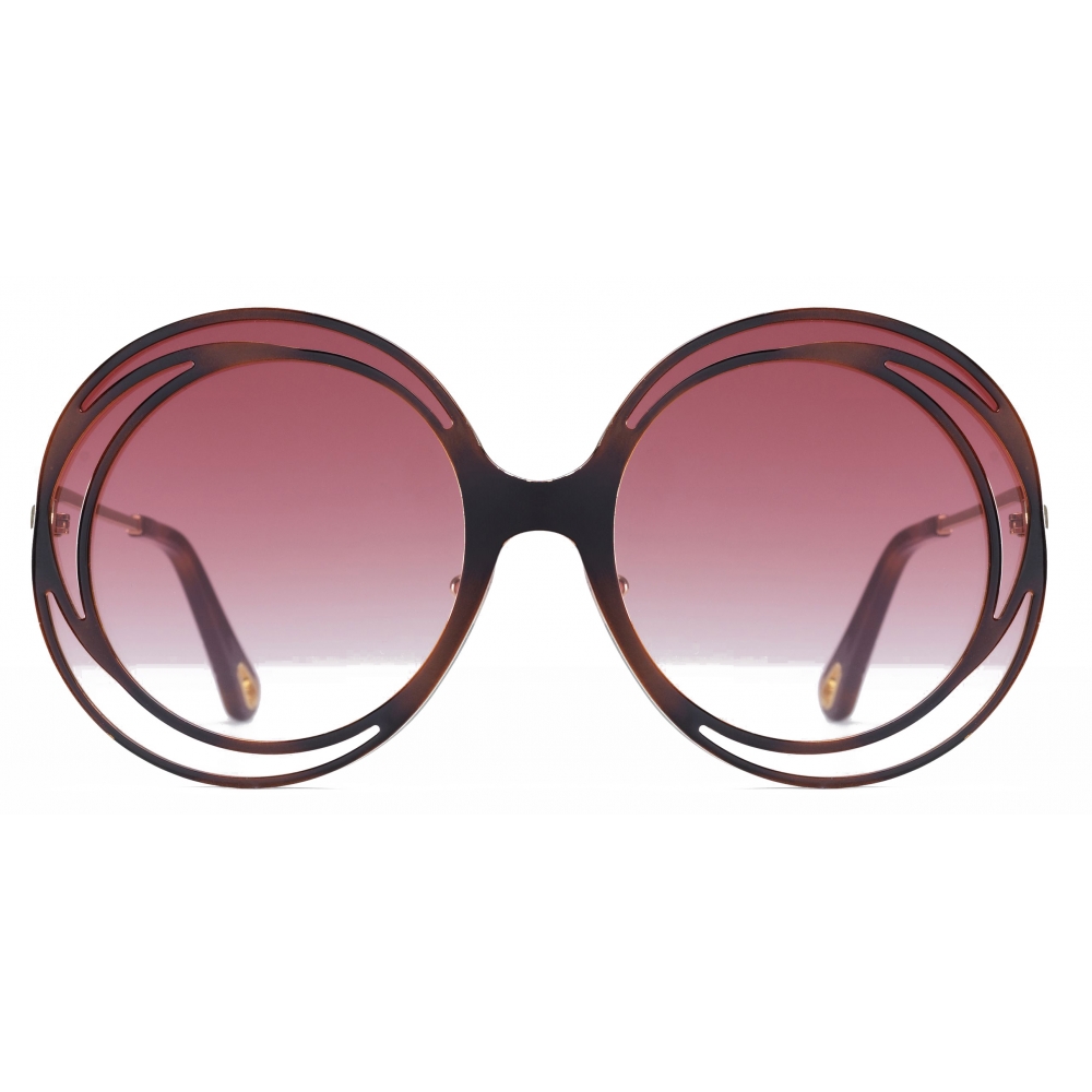 Chloé - Carlina Halo Round Metal Sunglasses - Havana Pink - Chloé ...