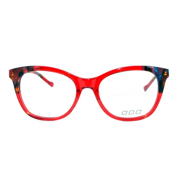 No Logo Eyewear - NOL30175 - Rosso Trasparente con Incollaggio Rosso e Blu - Occhiali da Vista