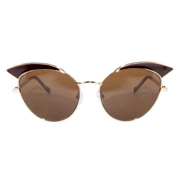 No Logo Eyewear - NOL17002 Sun - Transparent Dark Brown and Glossy Gold - Sunglasses