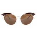 No Logo Eyewear - NOL17002 Sun - Transparent Dark Brown and Glossy Gold - Sunglasses