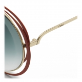 Chloé - Carlina Round Metal Sunglasses - Gold Terracotta - Chloé Eyewear