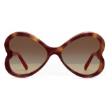 Chloé - Bonnie Heart Shaped Sunglasses in Acetate - Havana Brown - Chloé Eyewear