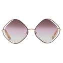 Chloé - Poppy Rhombus Sunglasses in Metal - Havana Gold Rose - Chloé Eyewear