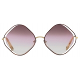 Chloé - Poppy Rhombus Sunglasses in Metal - Havana Gold Rose - Chloé Eyewear