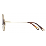 Chloé - Poppy Rhombus Sunglasses in Metal - Havana Gold Brown - Chloé Eyewear