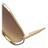 Chloé - Poppy Rhombus Sunglasses in Metal - Havana Gold Brown - Chloé Eyewear