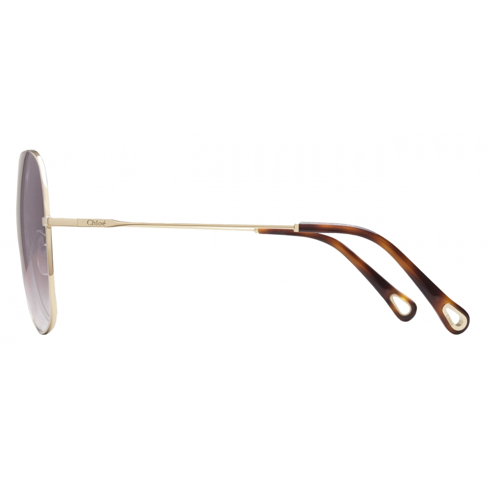 Chloé - Eliz Square Metal Sunglasses - Gold Violet - Chloé Eyewear ...