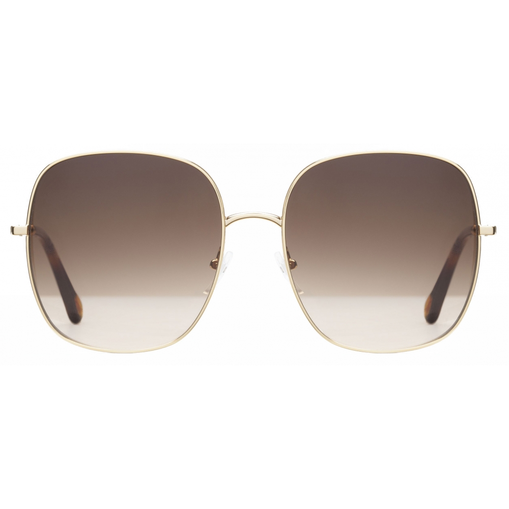 Chloé - Eliz Square Metal Sunglasses - Gold Brown Rose - Chloé Eyewear ...