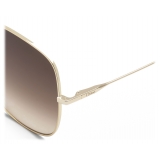 Chloé - Eliz Square Metal Sunglasses - Gold Brown Rose - Chloé Eyewear